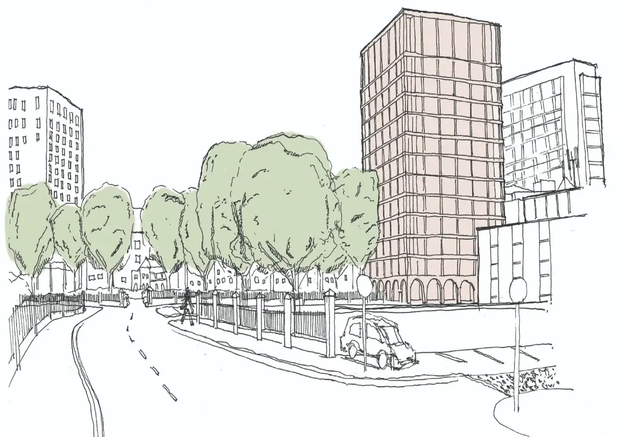 A CGI image showing the proposed development
