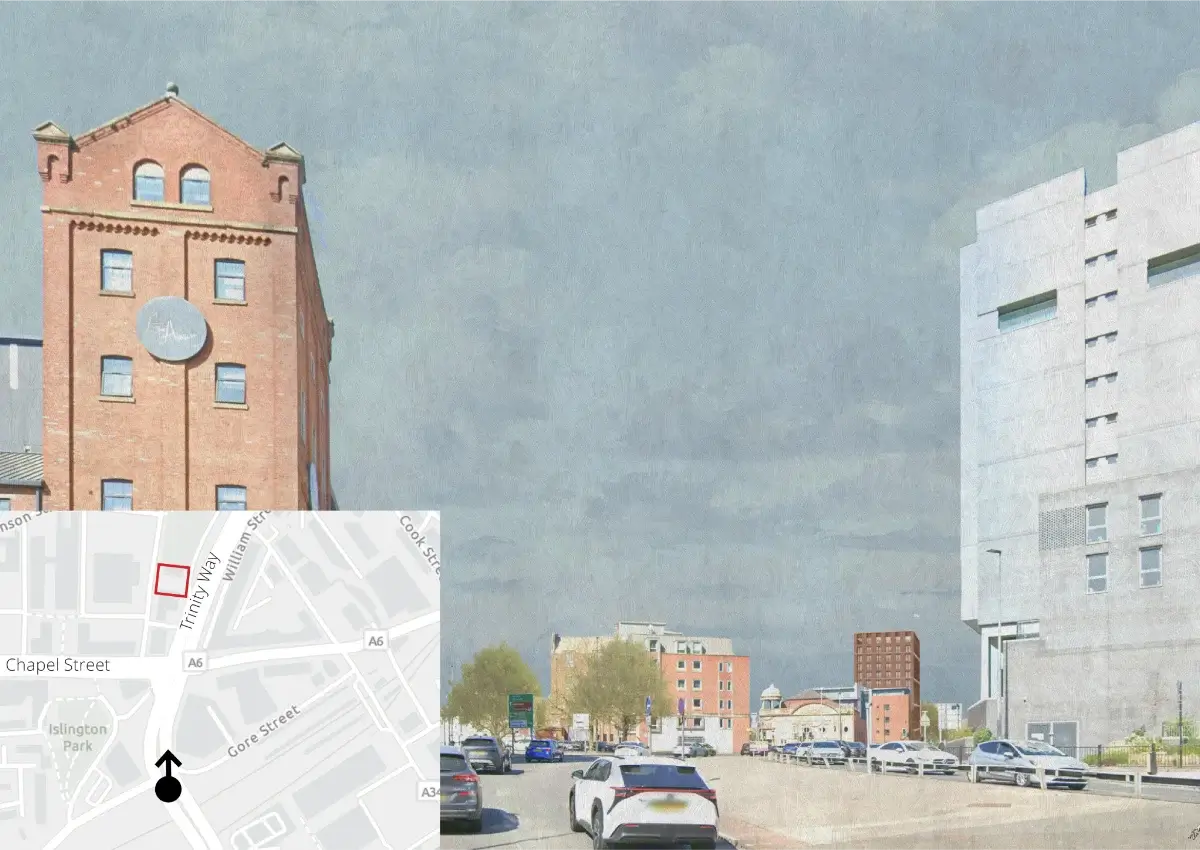 A photograph showing one of the key views of the proposed development location