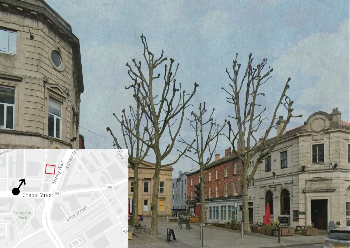 A photograph showing one of the key views of the proposed development location